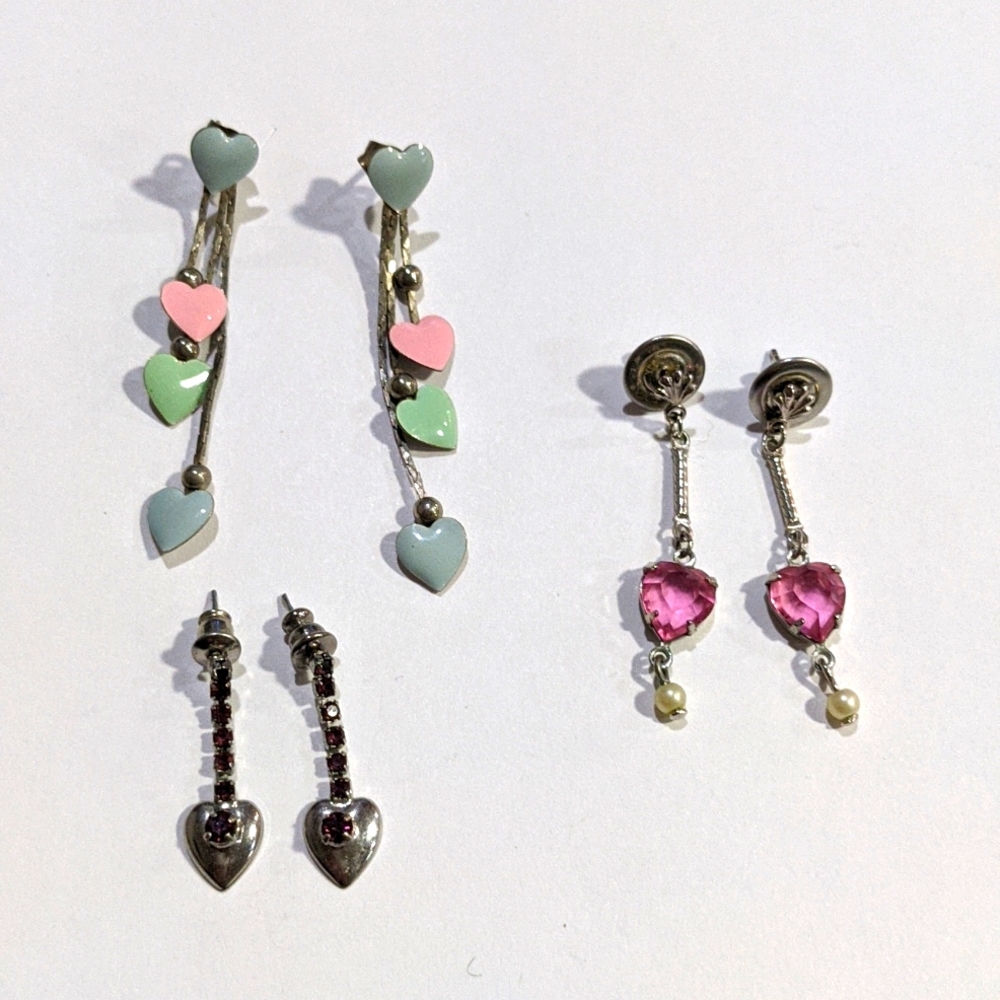 Vintage Dangle Heart Earrings